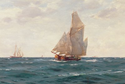 A Ketch and a Brigantine off the Coast by Thomas J. Somerscales